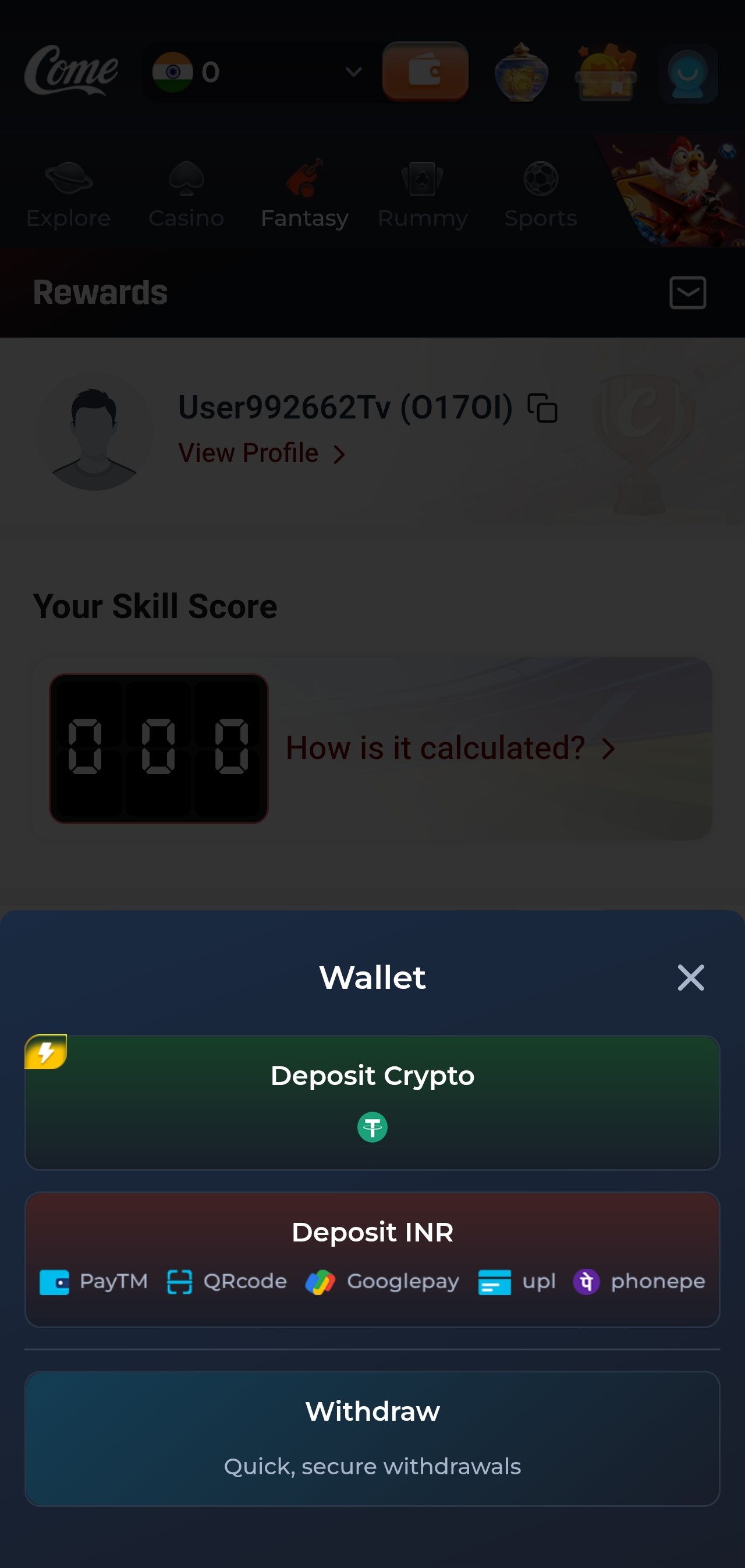 Come App screenshot 7 - account menu